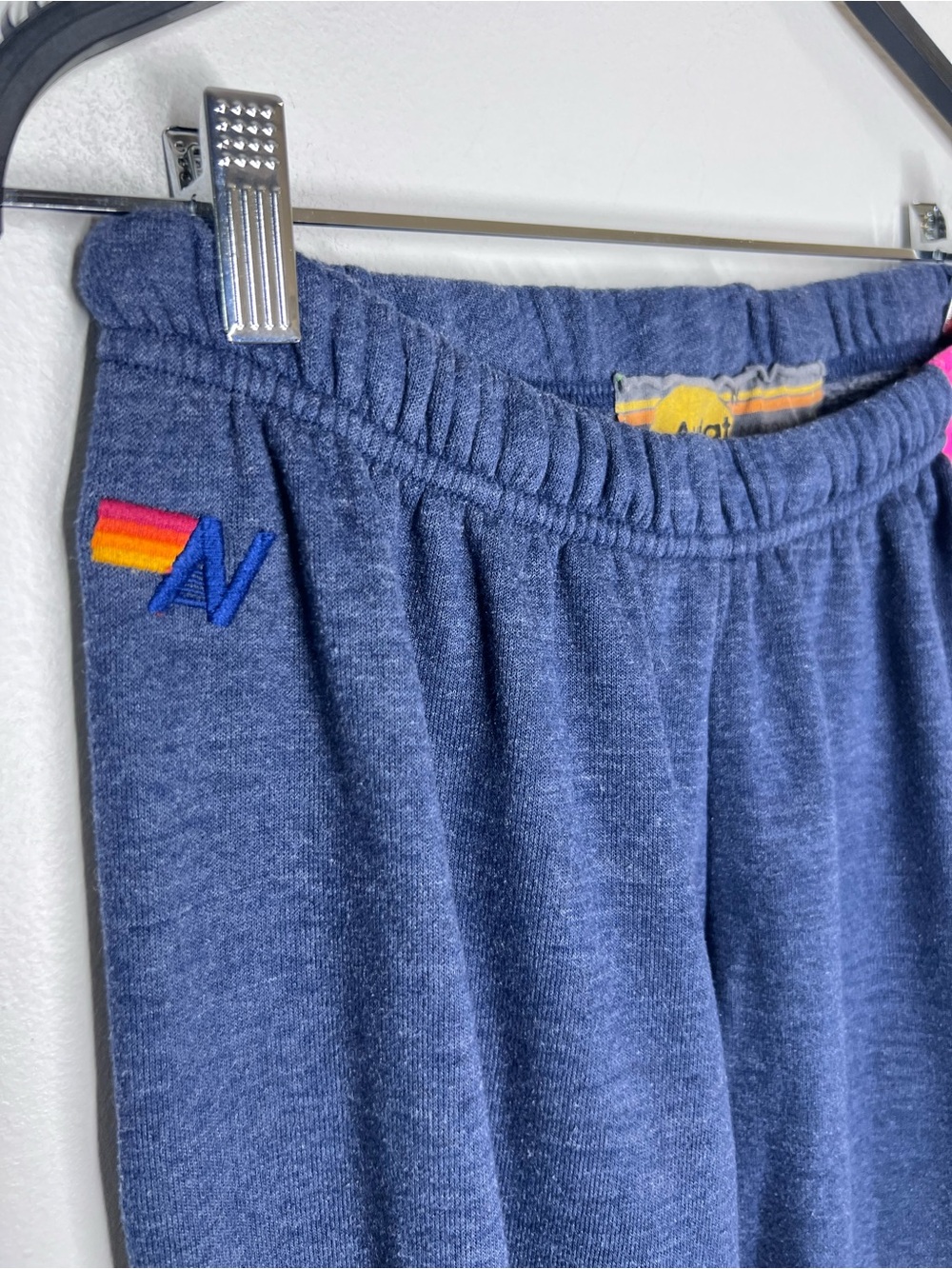 Aviator Nation 5 stripe Blue Neon sweatpants Sz M - Picture 3 of 6
